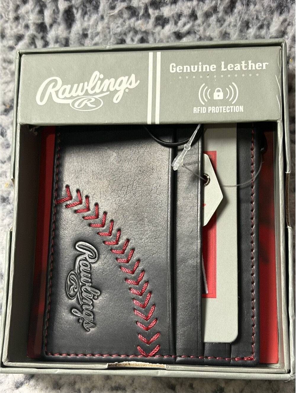 Rawlings Double Play Leather Front Pocket ID Wallet Black RFID DPW32-001 NWT